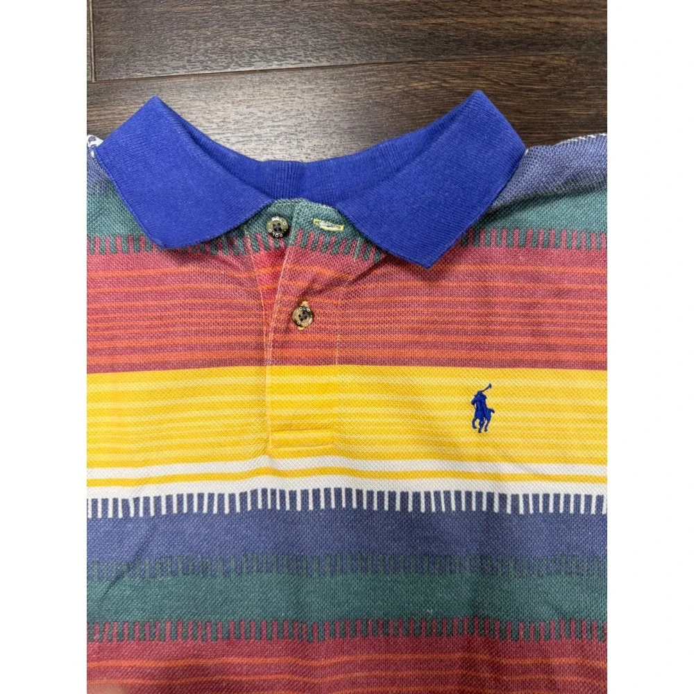 Vintage 90s Polo Ralph Lauren Soft Touch Cotton Aztec Southwestern Stripe Polo